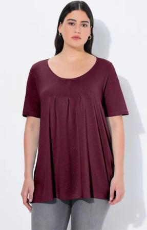 Ulla Popken T-Shirt T-Shirt Zierfalten A-Linie Rundhals Halbarm Modal