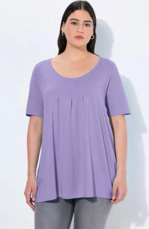 Ulla Popken T-Shirt T-Shirt Zierfalten A-Linie Rundhals Halbarm Modal