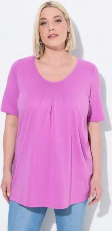 Ulla Popken T-Shirt T-Shirt Zierfalten A-Linie Rundhals Halbarm Modal