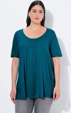 Ulla Popken T-Shirt T-Shirt Zierfalten A-Linie Rundhals Halbarm Modal