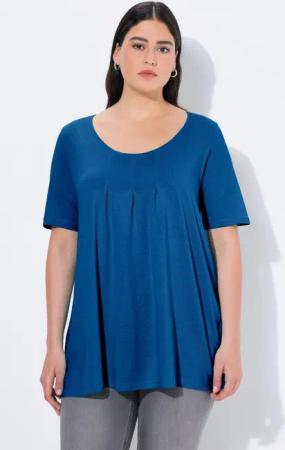 Ulla Popken T-Shirt T-Shirt Zierfalten A-Linie Rundhals Halbarm Modal