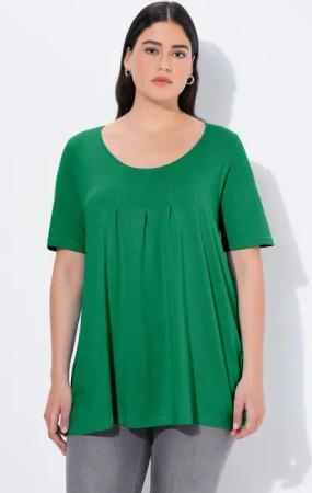 Ulla Popken T-Shirt T-Shirt Zierfalten A-Linie Rundhals Halbarm Modal