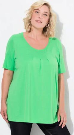 Ulla Popken T-Shirt T-Shirt Zierfalten A-Linie Rundhals Halbarm Modal