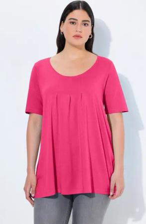 Ulla Popken T-Shirt T-Shirt Zierfalten A-Linie Rundhals Halbarm Modal