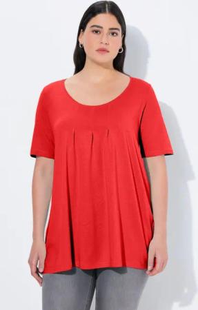 Ulla Popken T-Shirt T-Shirt Zierfalten A-Linie Rundhals Halbarm Modal