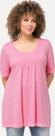 Ulla Popken T-Shirt T-Shirt Zierfalten A-Linie Rundhals Halbarm Modal