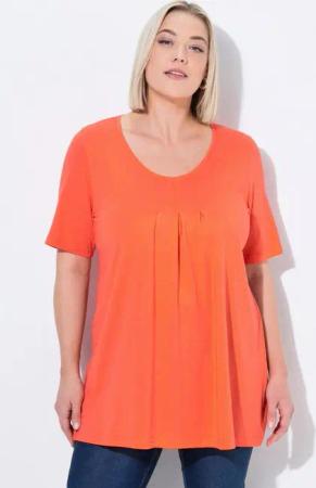 Ulla Popken T-Shirt T-Shirt Zierfalten A-Linie Rundhals Halbarm Modal