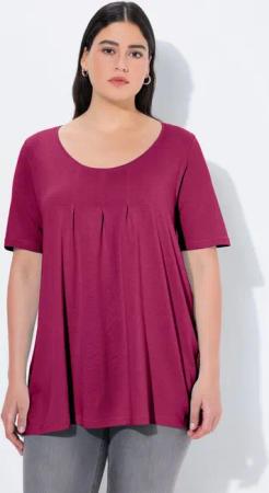 Ulla Popken T-Shirt T-Shirt Zierfalten A-Linie Rundhals Halbarm Modal