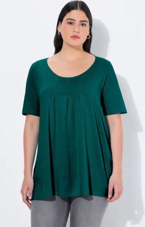 Ulla Popken T-Shirt T-Shirt Zierfalten A-Linie Rundhals Halbarm Modal