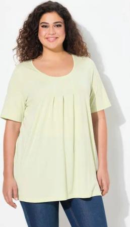 Ulla Popken T-Shirt T-Shirt Zierfalten A-Linie Rundhals Halbarm Modal