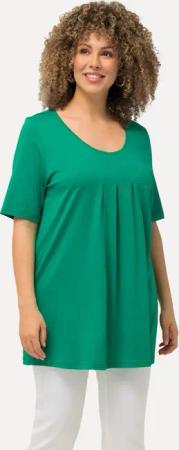 Ulla Popken T-Shirt T-Shirt Zierfalten A-Linie Rundhals Halbarm Modal