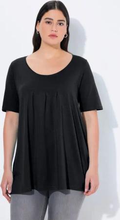 Ulla Popken T-Shirt T-Shirt Zierfalten A-Linie Rundhals Halbarm Modal