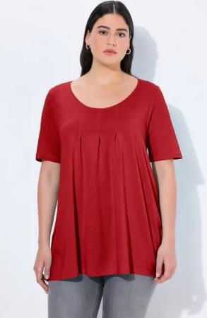 Ulla Popken T-Shirt T-Shirt Zierfalten A-Linie Rundhals Halbarm Modal