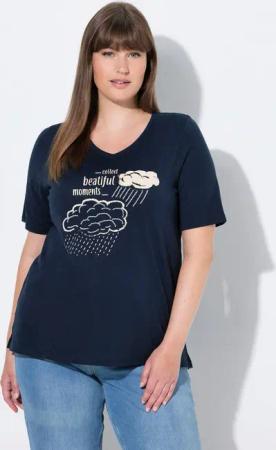 Ulla Popken T-Shirt T-Shirt Zierperlen Rundhals Halbarm Biobaumwolle