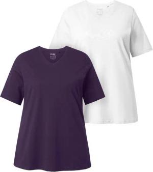 Ulla Popken T-Shirt T-Shirts 2er-Pack V-Ausschnitt Halbarm (2-tlg)