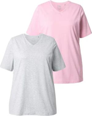 Ulla Popken T-Shirt T-Shirts 2er-Pack V-Ausschnitt Halbarm (2-tlg)