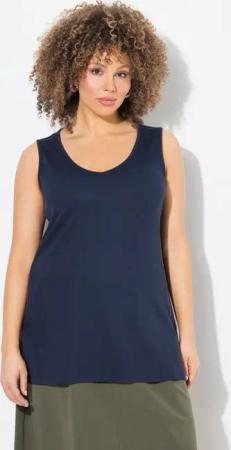 Ulla Popken T-Shirt Top Rippjersey Slim V-Ausschnitt ärmellos