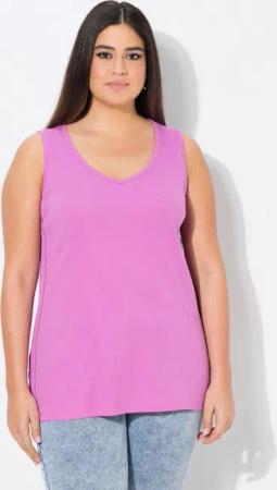 Ulla Popken T-Shirt Top Rippjersey Slim V-Ausschnitt ärmellos