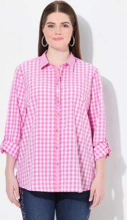 Ulla Popken Trachtenbluse Trachten-Karobluse Hemdkragen Langarm