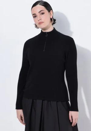 Ulla Popken Troyer Pullover Troyer Rippstrick Slim Zippkragen