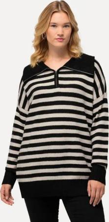 Ulla Popken Troyer Troyer Ringel Oversized Reißverschluss Langarm