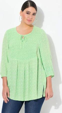 Ulla Popken Tunika Bluse A-Linie Smok-Einsatz farbiges Minimalmuster