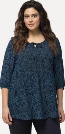 Ulla Popken Tunika Bluse gesmokt A-Linie Rundhals 3/4-Arm
