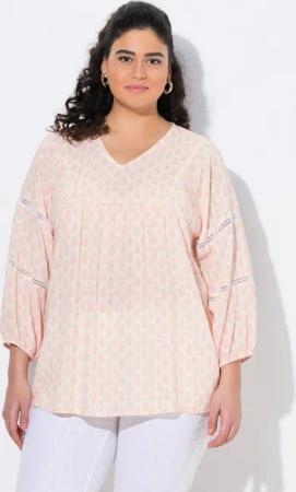 Ulla Popken Tunika Bluse Kaktus A-Linie 3/4-Arm Spitze
