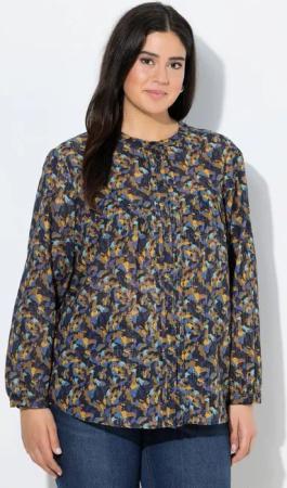 Ulla Popken Tunika Bluse Metallic-Linien A-Linie Rundhals Langarm