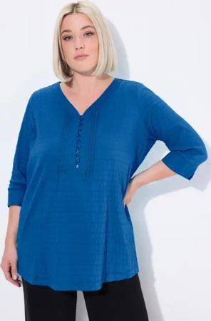 Ulla Popken Tunika Bubble-Tunika Biesen Herzausschnitt 3/4-Arm