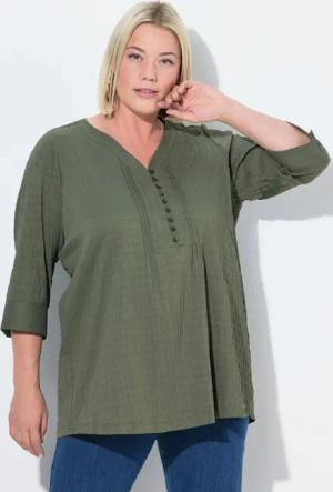 Ulla Popken Tunika Bubble-Tunika Biesen Herzausschnitt 3/4-Arm