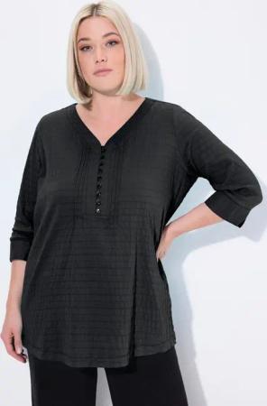 Ulla Popken Tunika Bubble-Tunika Biesen Herzausschnitt 3/4-Arm