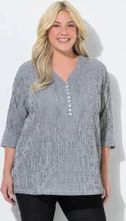 Ulla Popken Tunika Bubble-Tunika Herzausschnitt Biesen 3/4-Arm