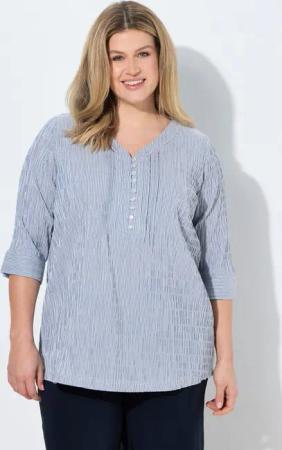 Ulla Popken Tunika Bubble-Tunika Herzausschnitt Biesen 3/4-Arm