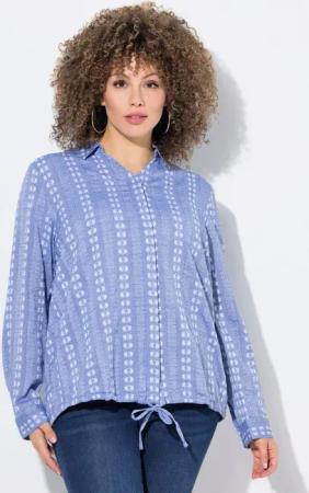 Ulla Popken Tunika Hemdbluse Saumband Hemdkragen Langarm