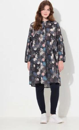 Ulla Popken Tunika Longbluse A-Linie Rundhals Langarm Biobaumwolle