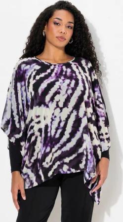 Ulla Popken Tunika Tunika doppellagig Oversized Rundhals 3/4-Arm