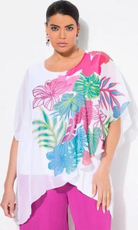 Ulla Popken Tunika Tunika doppellagig Rundhals Halbarm