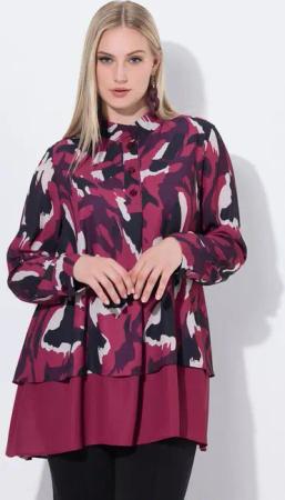 Ulla Popken Tunika Tunika vorne doppellagig A-Linie Stehkragen