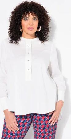 Ulla Popken Tunika Tunika Zierriegel A-Linie Rundhals Langarm