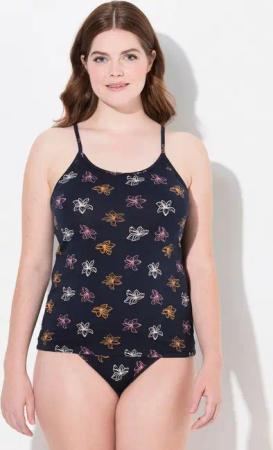 Ulla Popken Unterhemd Hemd Blüten Rundhals Spaghettiträger Biobaumwolle