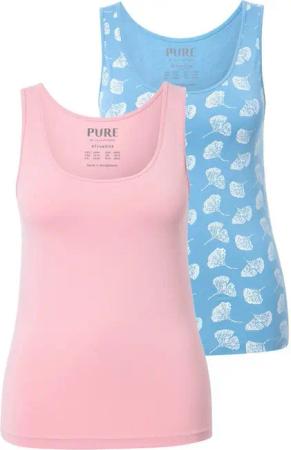 Ulla Popken Unterhemd Tanktops 2er-Pack uni/Gingko Rundhals Biobaumwolle