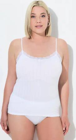 Ulla Popken Unterhemd Top Slim Fit Ajourjersey Spaghettiträger