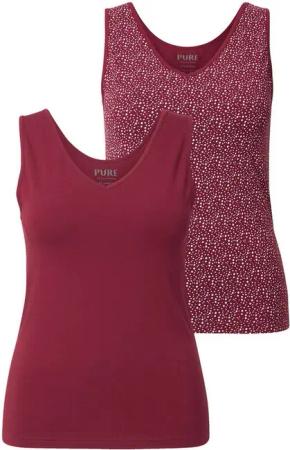 Ulla Popken Unterhemd Unterhemden 2er-Pack uni /Punkte Biobaumwolle