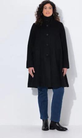 Ulla Popken Wintermantel Mantel Wolloptik Spatenkragen A-Linie