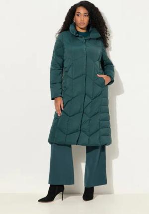 Ulla Popken Wintermantel Steppmantel A-Linie Stehkragen Seiten-Druckknöpfe