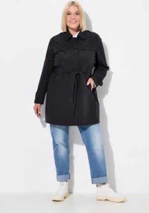 Ulla Popken Wintermantel Trenchcoat A-Linie Hemdkragen Bindegürtel