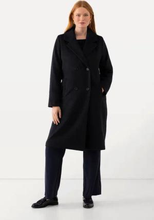 Ulla Popken Wintermantel Wollmix-Mantel Reverskragen Rückenschlitz