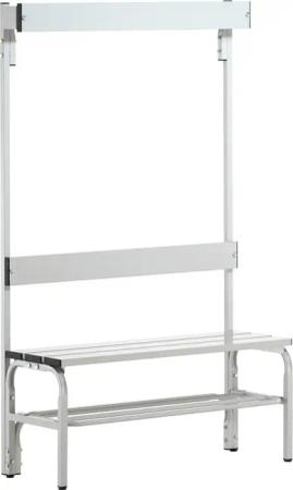 Umkleidebank für Nassräume mit Rückenlehne 1,01 m Lichtgrau (RAL 7035) Mit