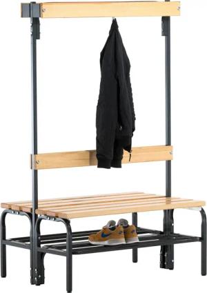 Umkleidebank für Trockenräume mit Rückenlehne, doppelseitig 1,01 m Anthrazit